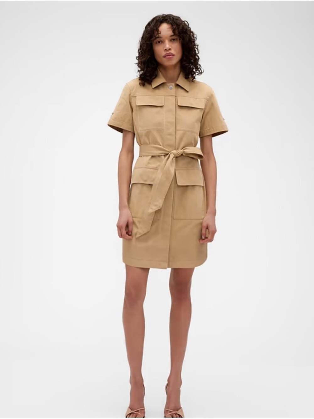 GAP x Victoria Beckham Short Sleeve Belted Utility Coat in Khaki